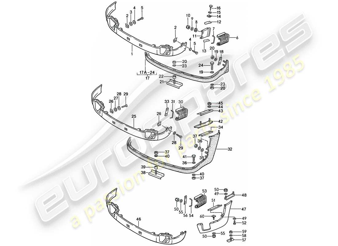 porsche 1987 (911) copertura paraurti - spoiler anteriore - carrera schema delle parti