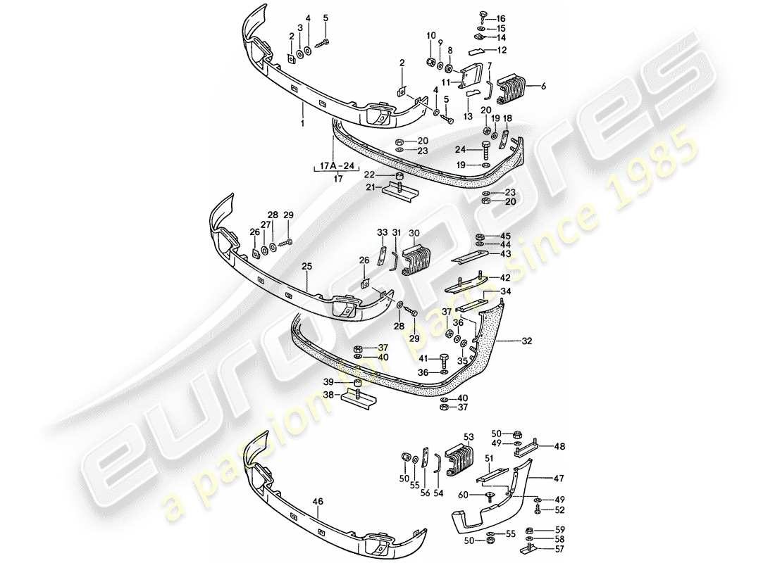 porsche 1985 (911) copertura paraurti - spoiler anteriore - carrera schema delle parti