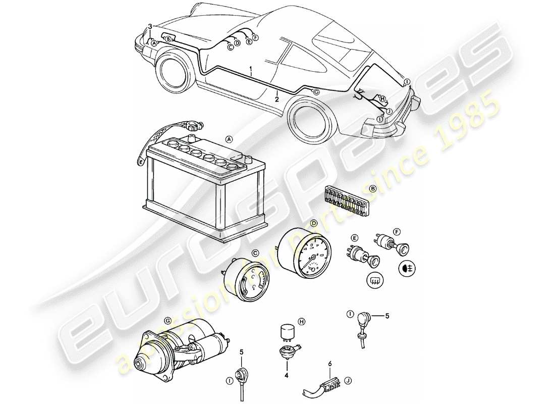 porsche 1983 (911) cablaggi diagramma delle parti