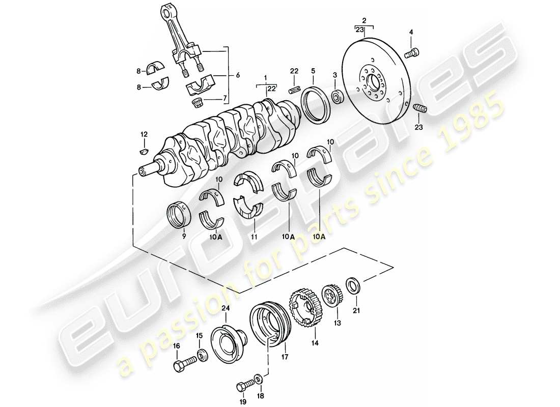 porsche 1983 (944) albero motore - biella diagramma delle parti