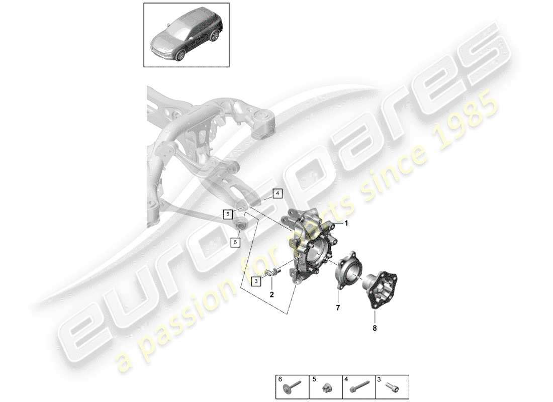 porsche 2020 (cayenne e3 9ya/9yb) schema delle parti portaruota