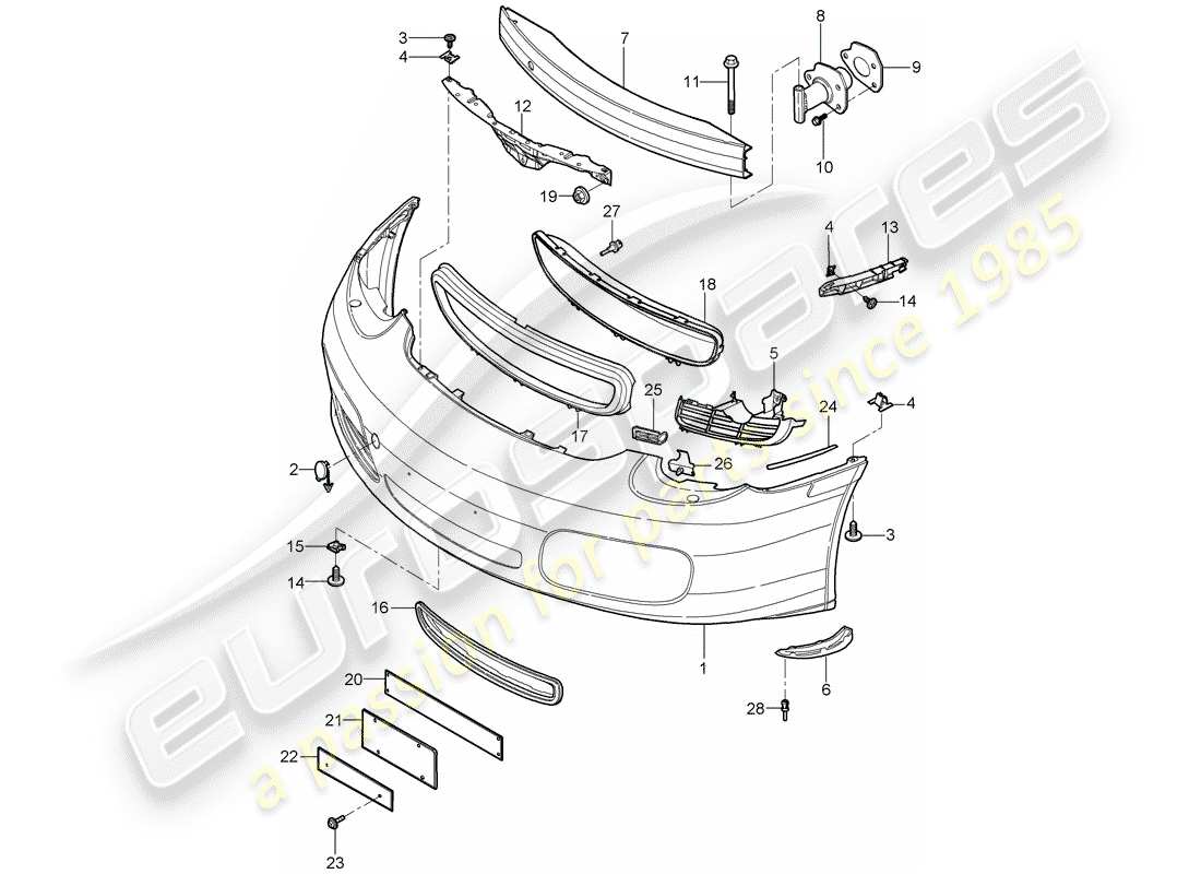 porsche 2005 (987 boxster) paraurti diagramma delle parti