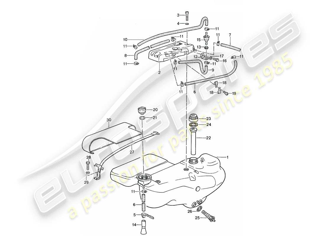 porsche 1987 (959) serbatoio di carburante diagramma delle parti