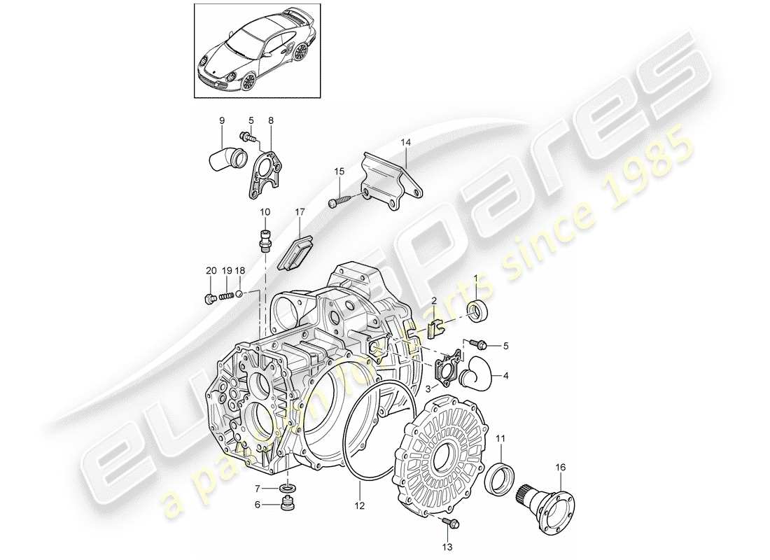 porsche 2013 (997-2 turbo / gt2 rs) cassa trasmissione diagramma delle parti