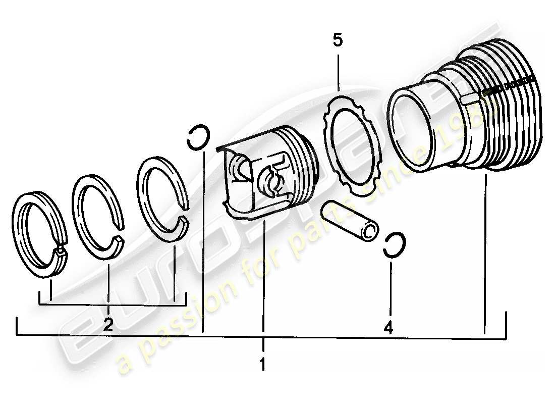 porsche 1986 (911) cilindro con pistoni diagramma delle parti