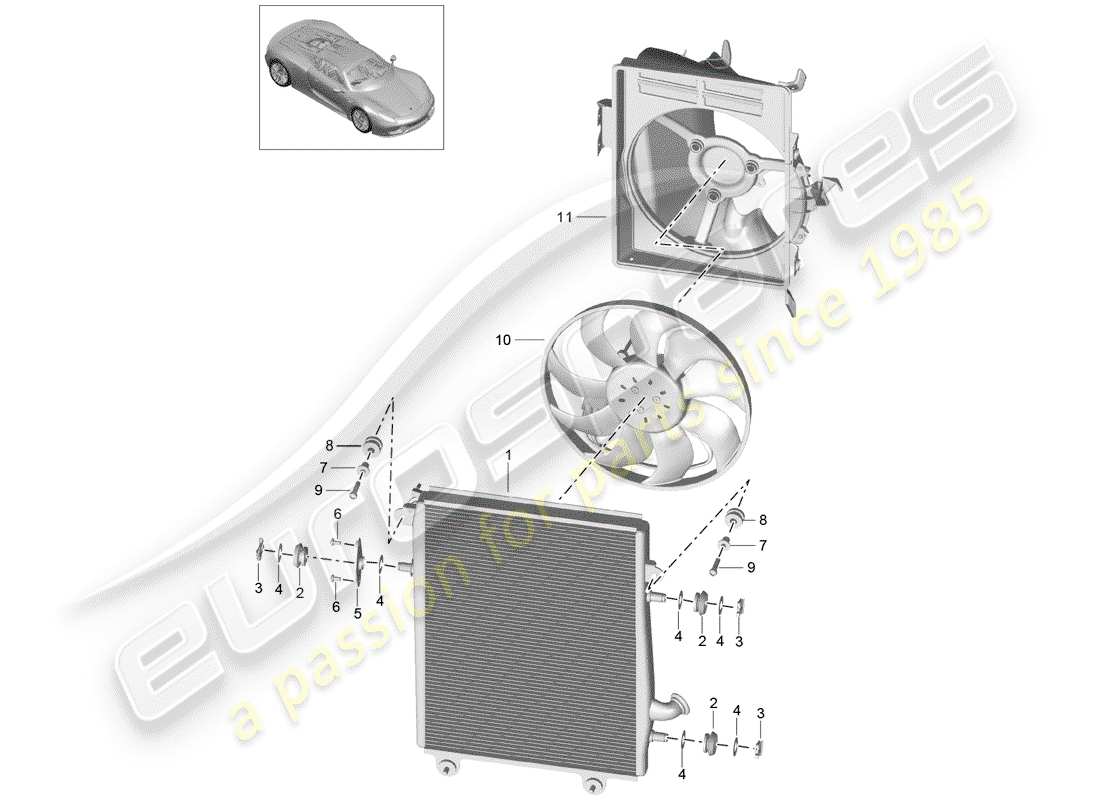 porsche 2015 (918 spyder) lubrificazione del motore diagramma delle parti