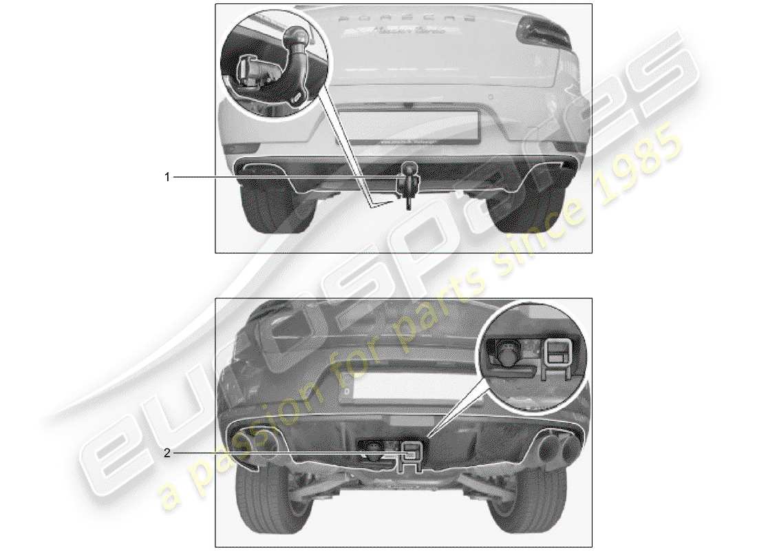 porsche 2017 (tequipment macan) diagramma delle parti del gancio di traino