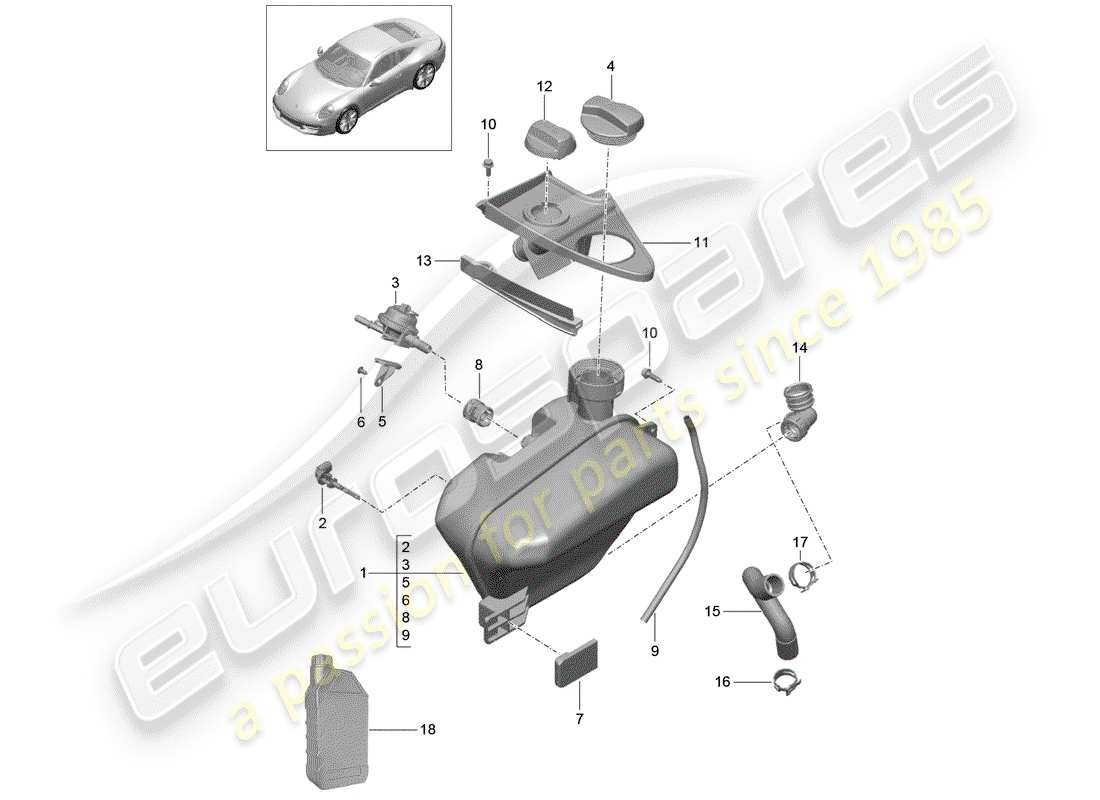 porsche 2012 (991-1) raffreddamento ad acqua 4 diagramma delle parti