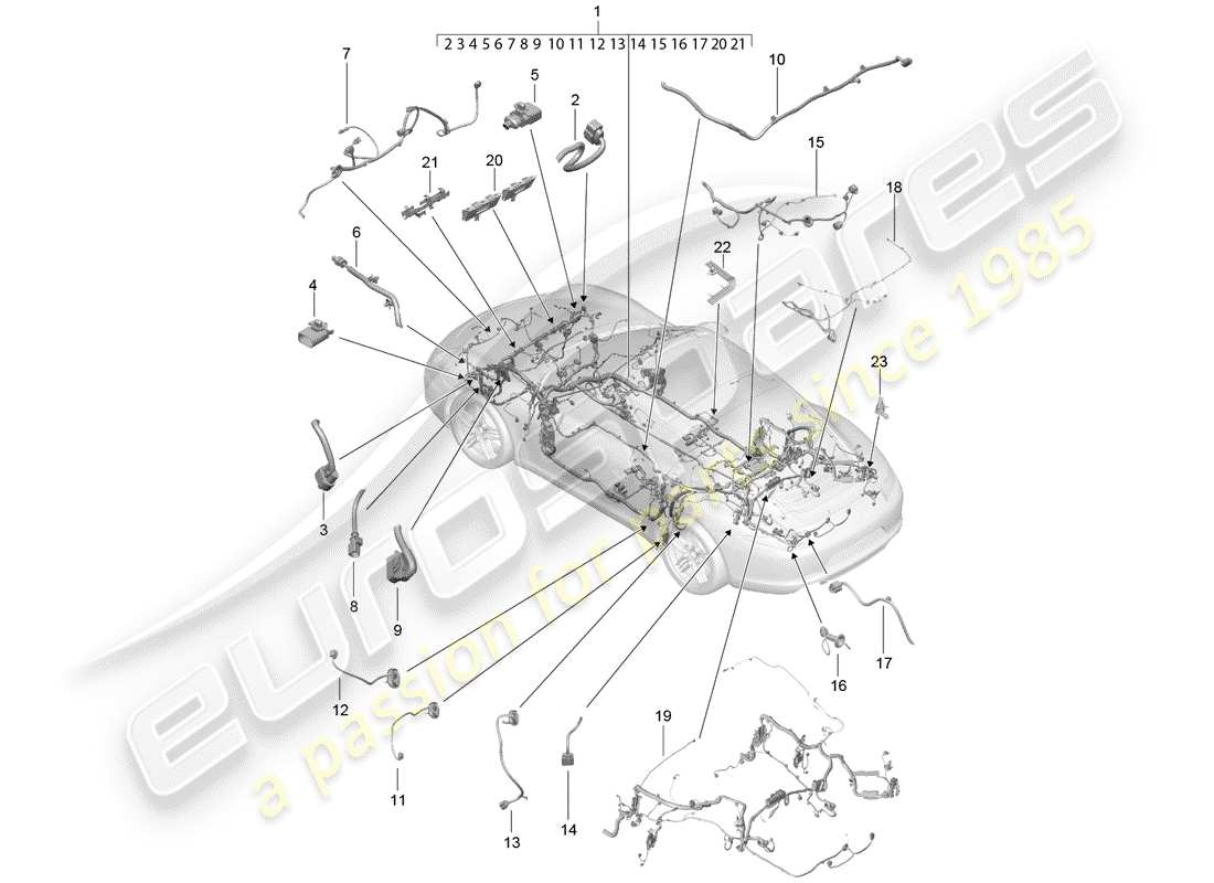 porsche 2014 (991-1) cablaggi diagramma delle parti