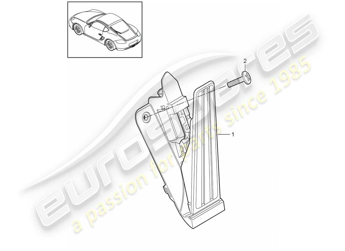 porsche 2012 (987 cayman) pedali diagramma delle parti