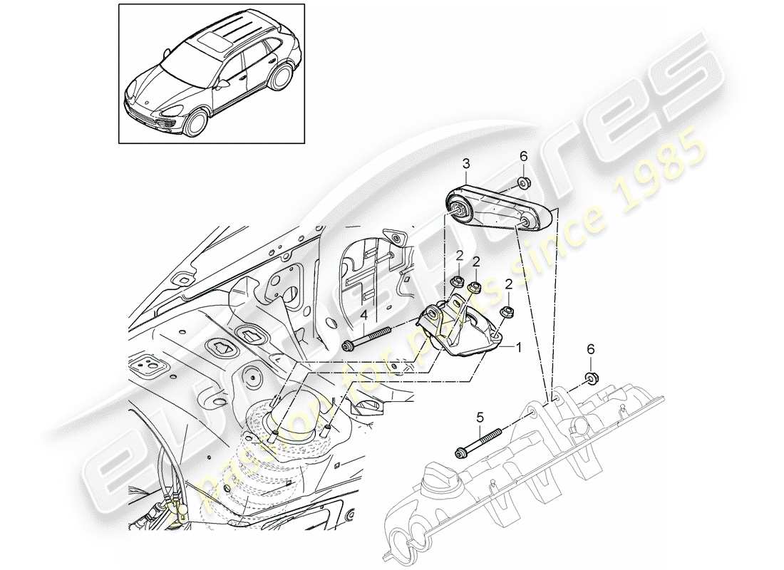 porsche 2013 (cayenne e2 92a) attrezzatura di sollevamento motore schema delle parti