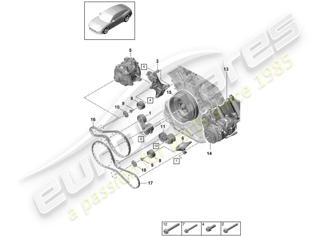 porsche 2020 (panamera 971-1) cintura a costine diagramma delle parti