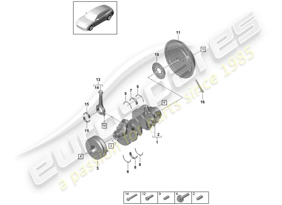 porsche 2020 (panamera 971-1) albero a gomiti diagramma delle parti