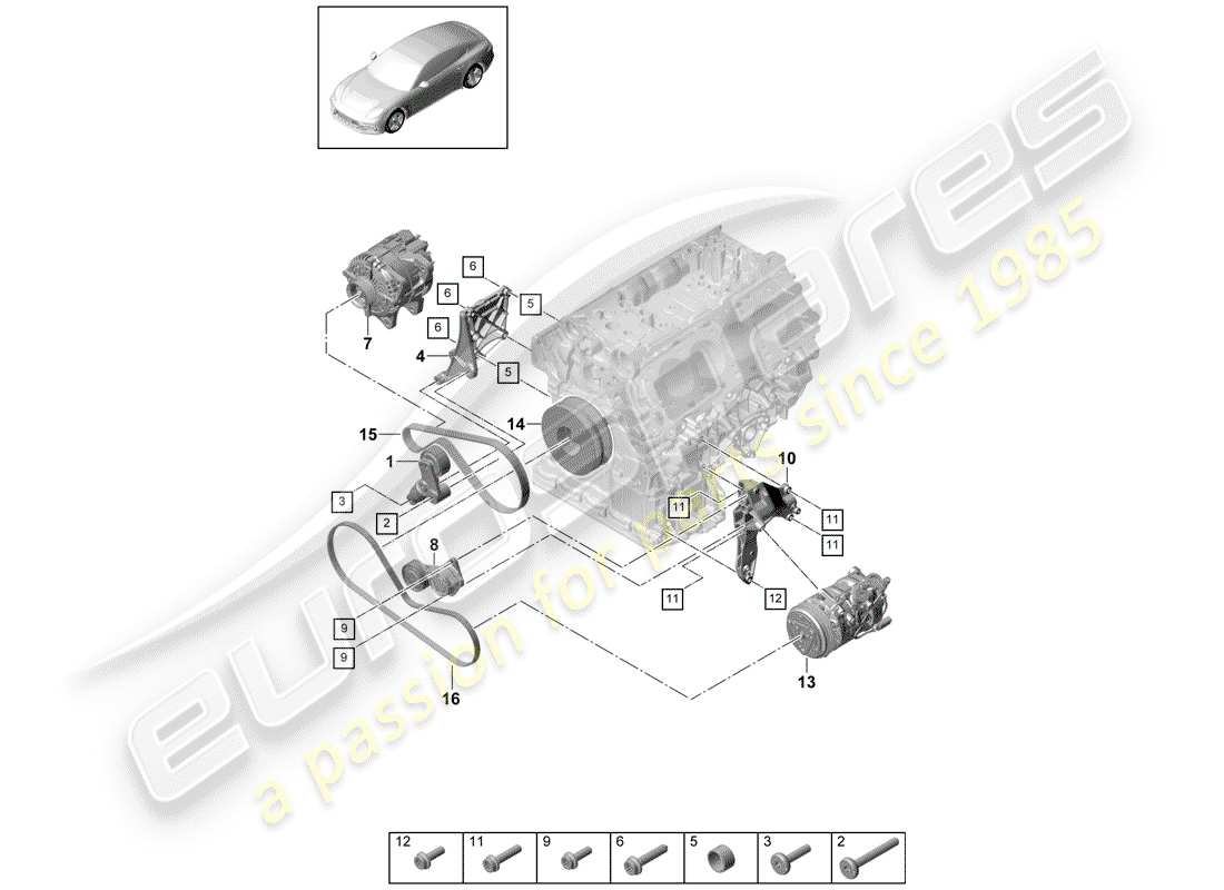 porsche 2020 (panamera 971-1) cintura a costine diagramma delle parti