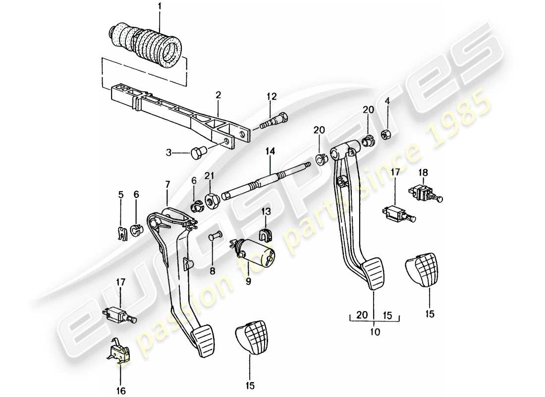 porsche 2004 (996) freno e acc. montaggio del pedale diagramma delle parti