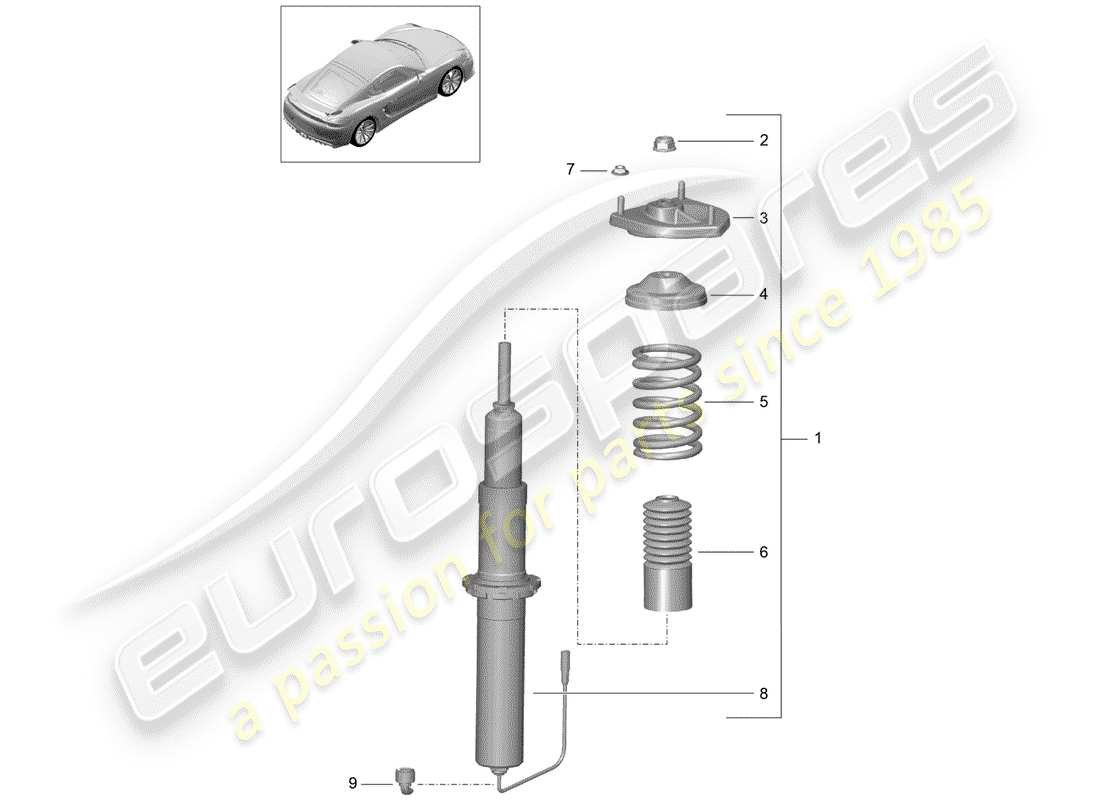 porsche 2016 (981 cayman gt4) schema delle parti ammortizzatore