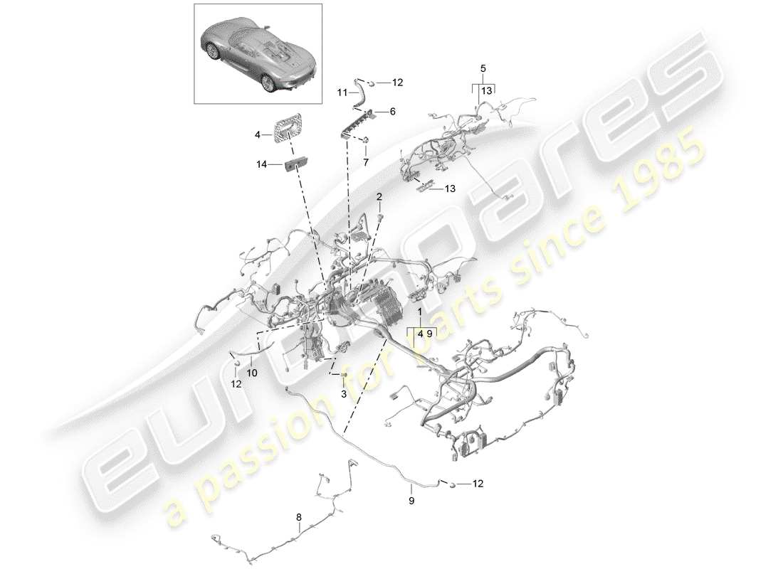 porsche 2015 (918 spyder) cablaggi elettrici schema delle parti