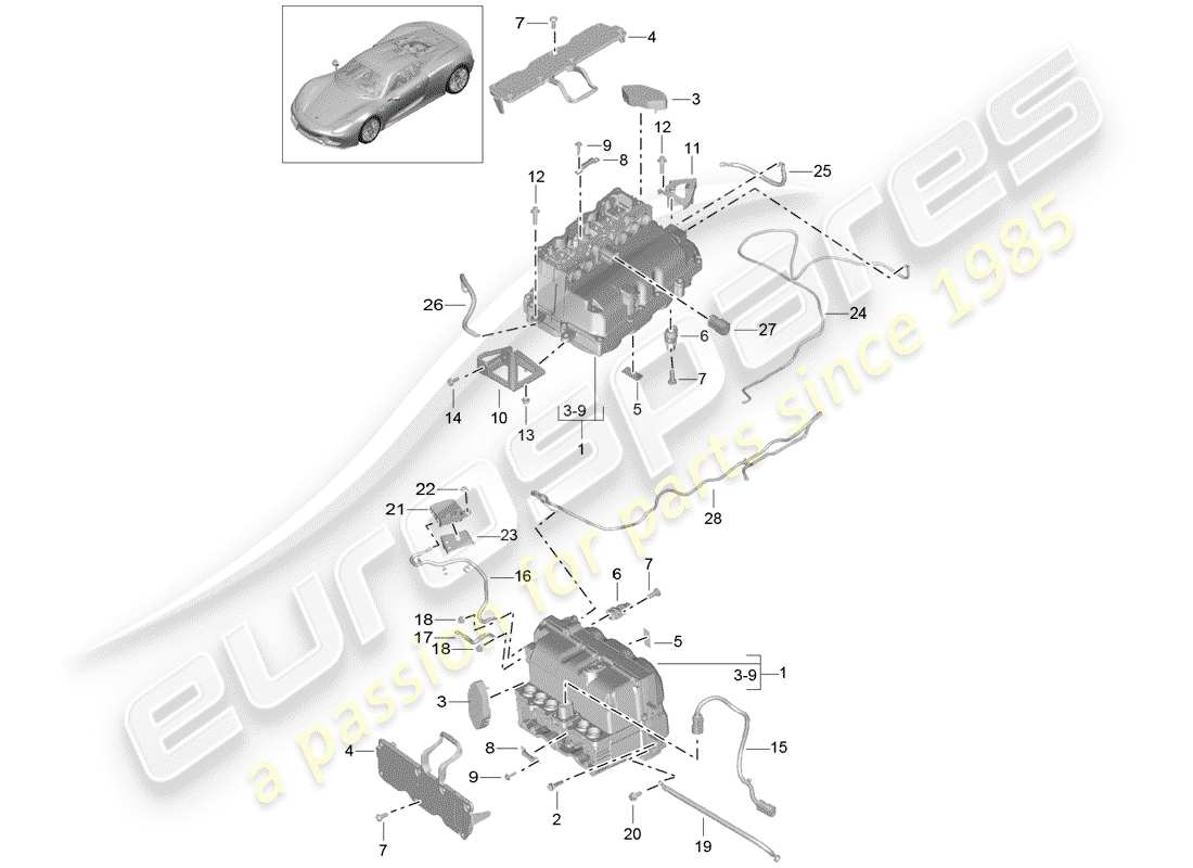 porsche 2015 (918 spyder) elettronica di potenza e controllo- diagramma delle parti