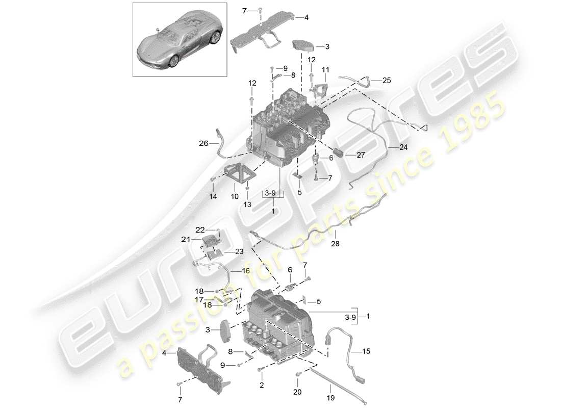 porsche 918 spyder (2015) elettronica di potenza e controllo - schema delle parti