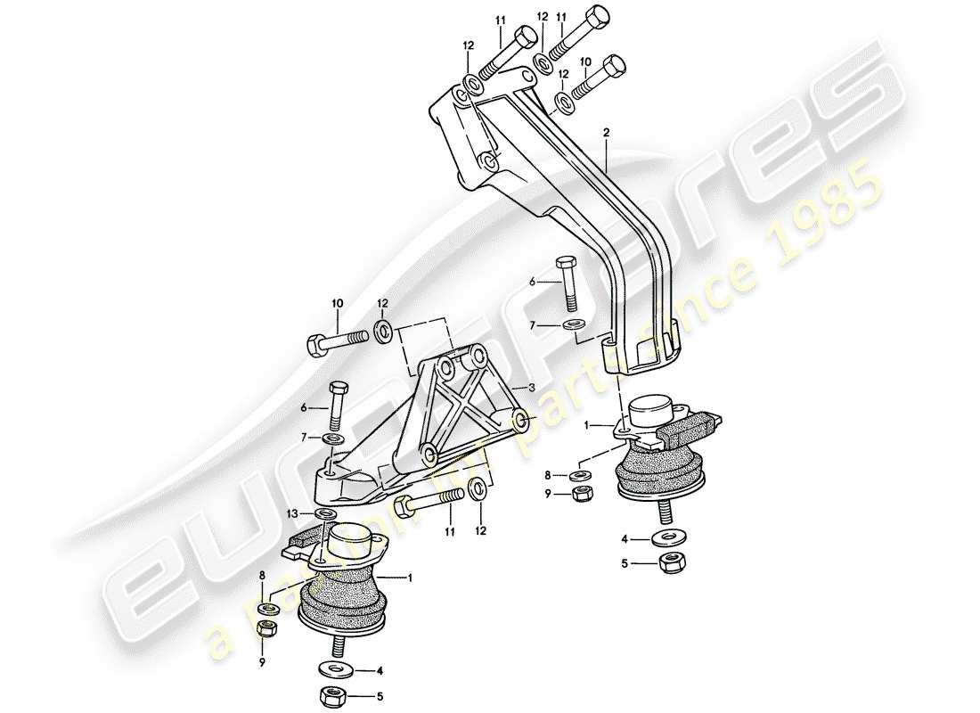 porsche 1986 (944) sospensione del motore diagramma delle parti