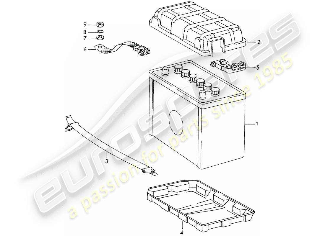 porsche 1966 (911/912) batteria - d >> - mj 1968 diagramma delle parti