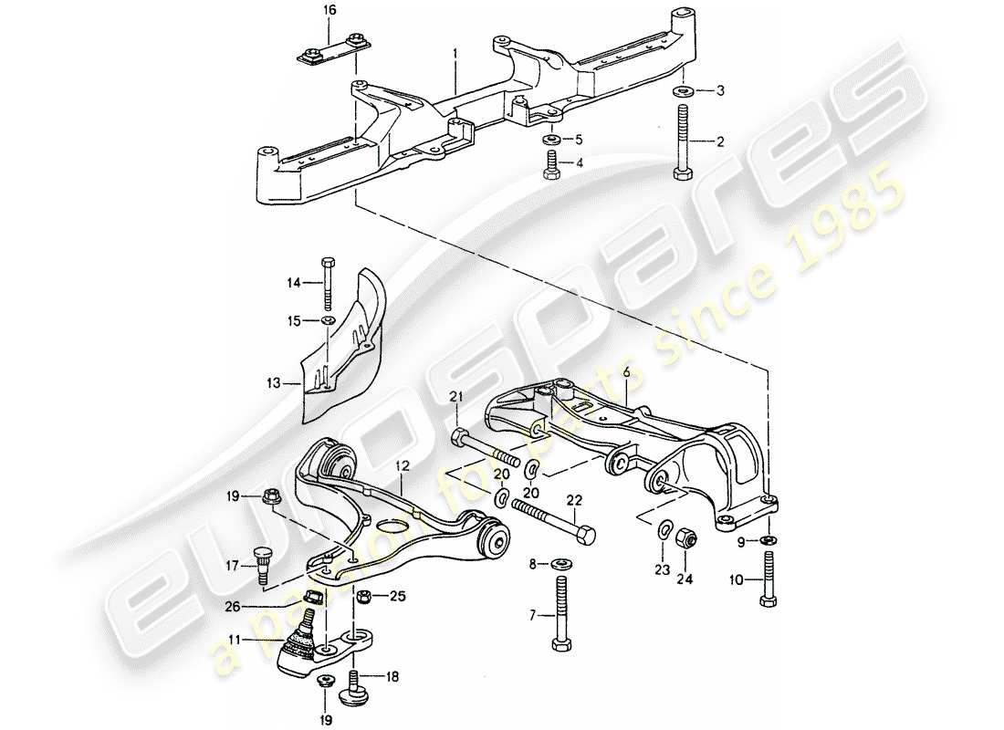 porsche 1991 (964) traversa - braccio di controllo del binario diagramma delle parti