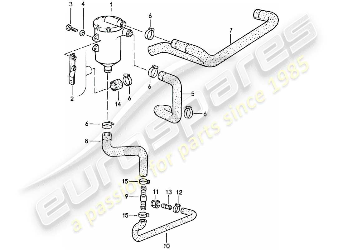 porsche 1985 (911) schema delle parti del separatore olio