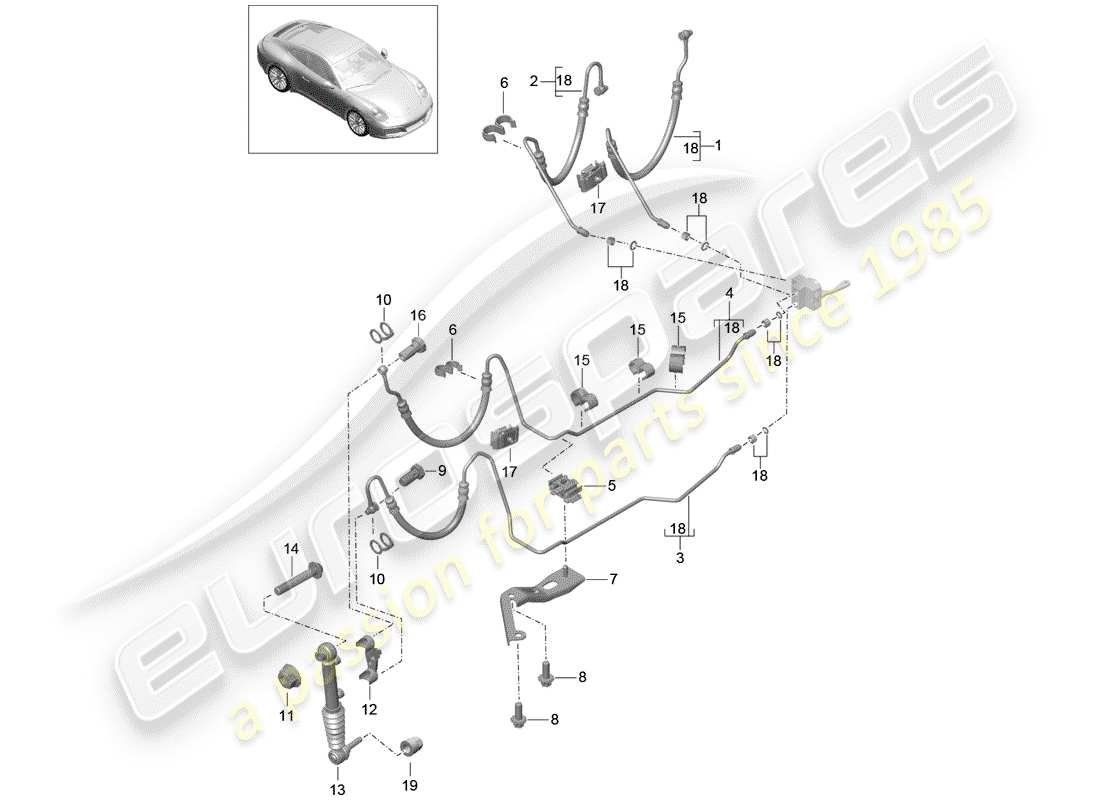 porsche 2017 (991-2) linea idraulica diagramma delle parti