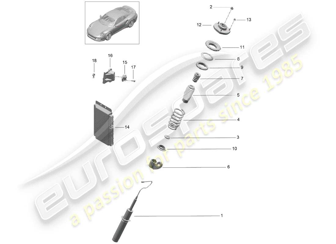 porsche 2015 (991-1 turbo) sospensione diagramma delle parti
