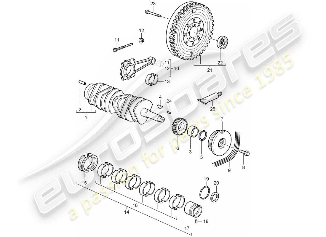 porsche 2009 997-2 turbo / gt2 albero a gomiti diagramma delle parti