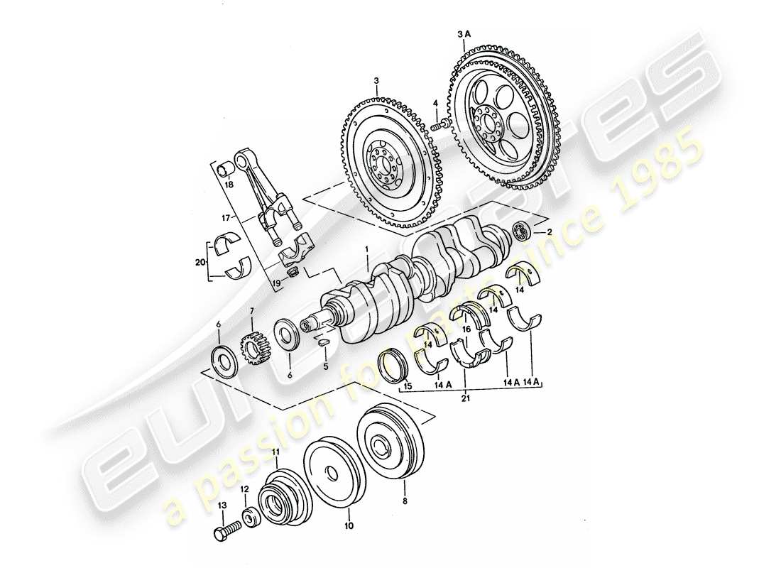 porsche 1994 (928) albero motore - biella diagramma delle parti