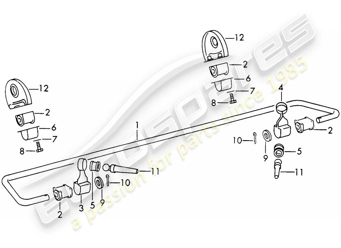 porsche 1966 (911/912) stabilizzatore - asse posteriore diagramma delle parti