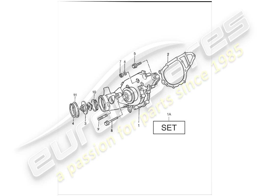 porsche 1986 (944) pompa dell'acqua diagramma delle parti