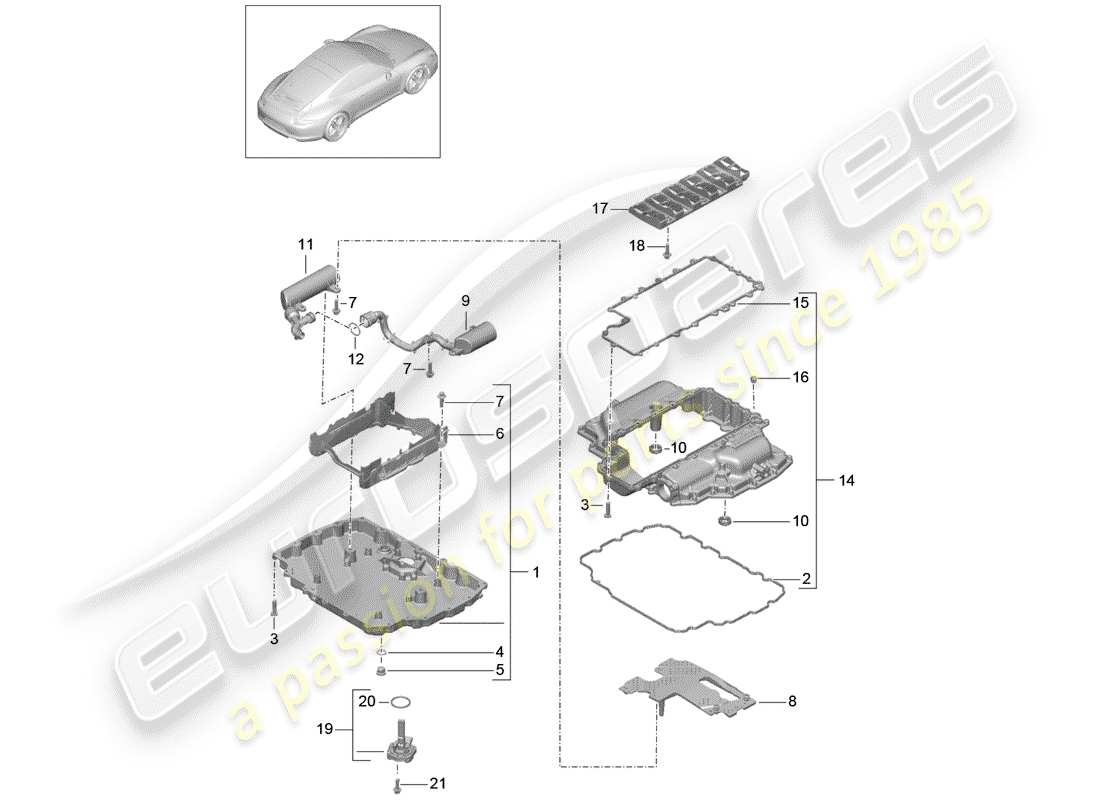 porsche 2012 (991-1) coppa dell'olio diagramma delle parti