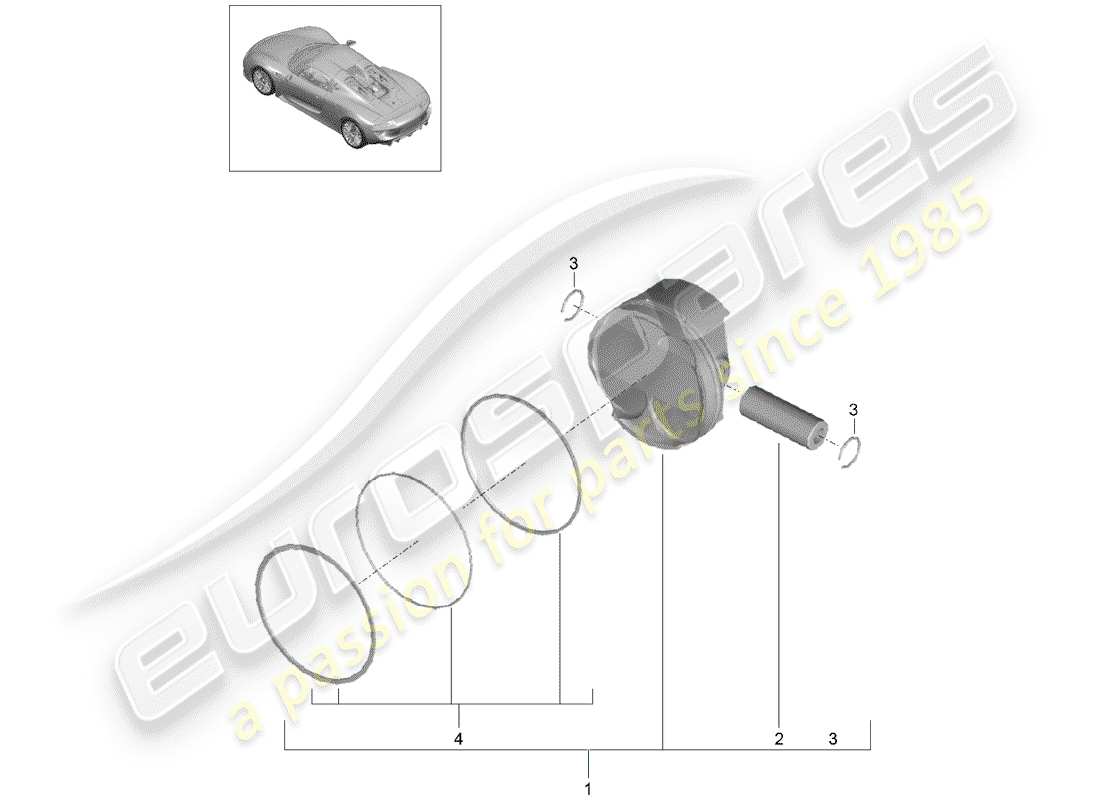 porsche 918 spyder (2015) diagramma delle parti del pistone