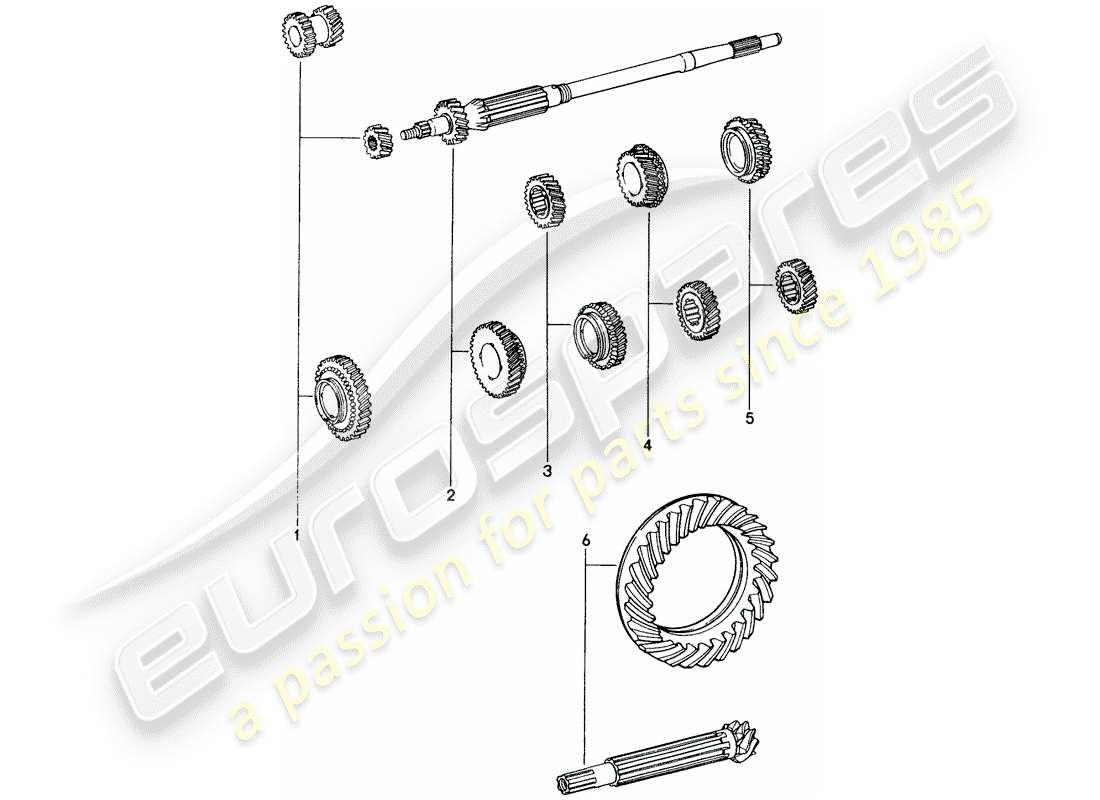 porsche 1971 (914) set di ruote dentate - per - 5-speed - trasmissione schema delle parti