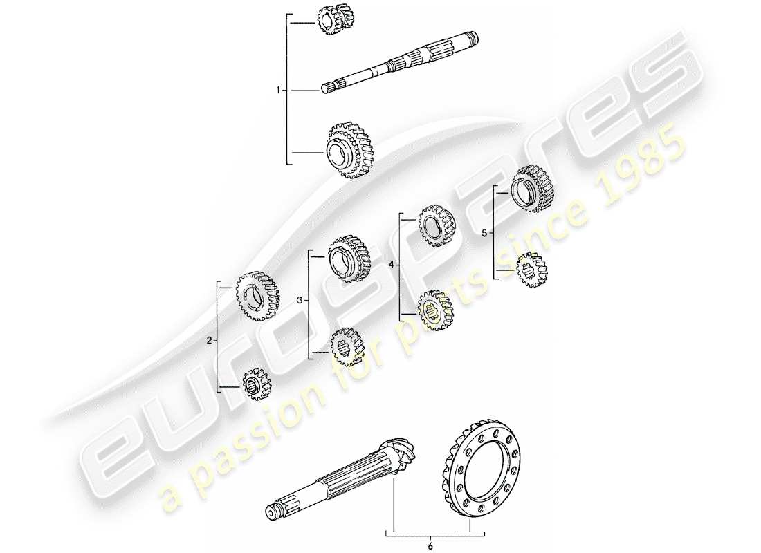 porsche 1981 (924) set di ruote dentate - cambio manuale - g31.01/02/03 diagramma delle parti