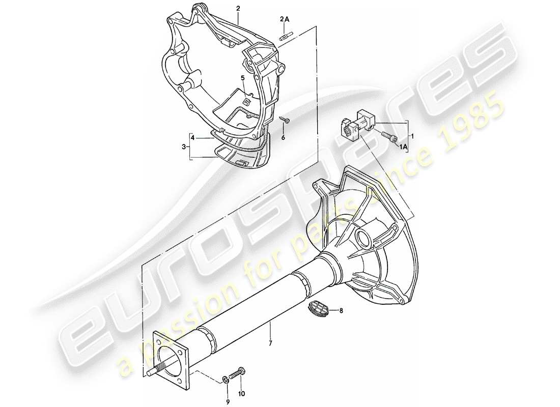 porsche 1981 (924) tubo centrale - cambio manuale - vq vr uv md me mf schema delle parti