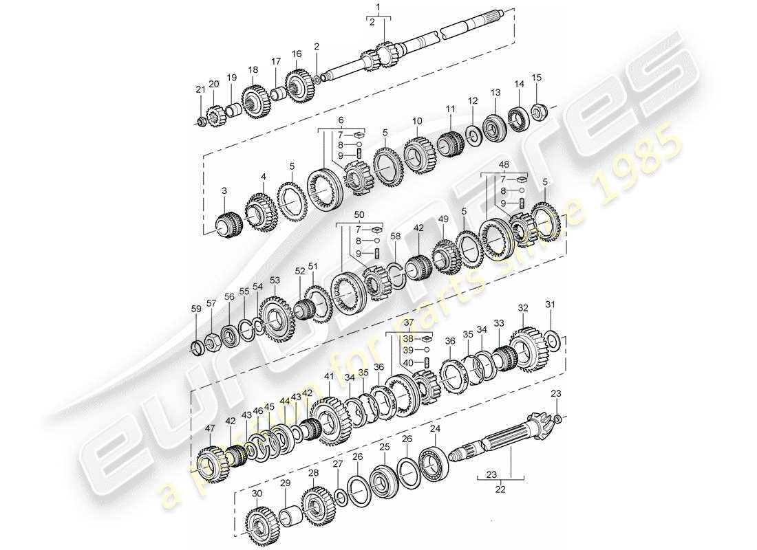 porsche 2003 (996 turbo / gt2) ingranaggi e alberi diagramma delle parti