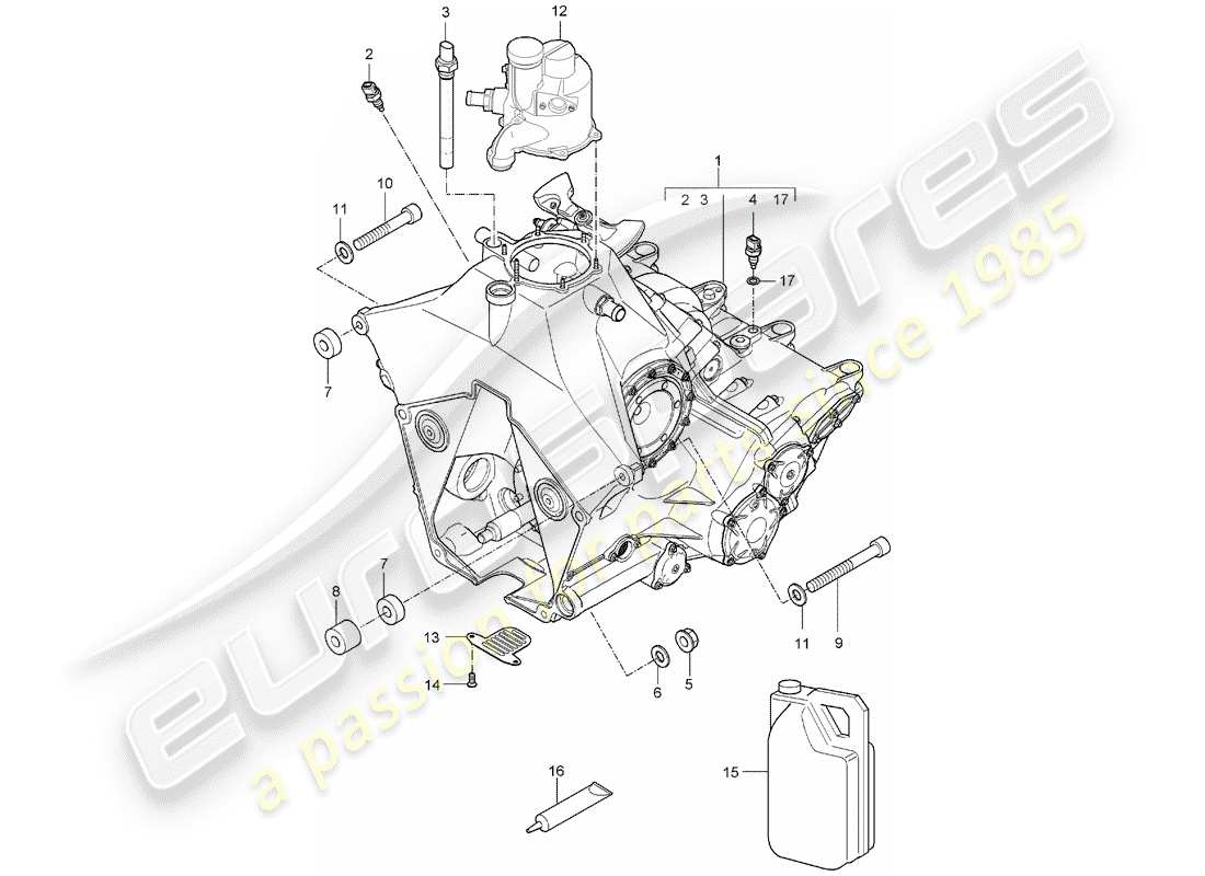 porsche 2004 (carrera gt) trasmissione di ricambio - pronta per l'installazione - giunto filettato - schema particolare motore