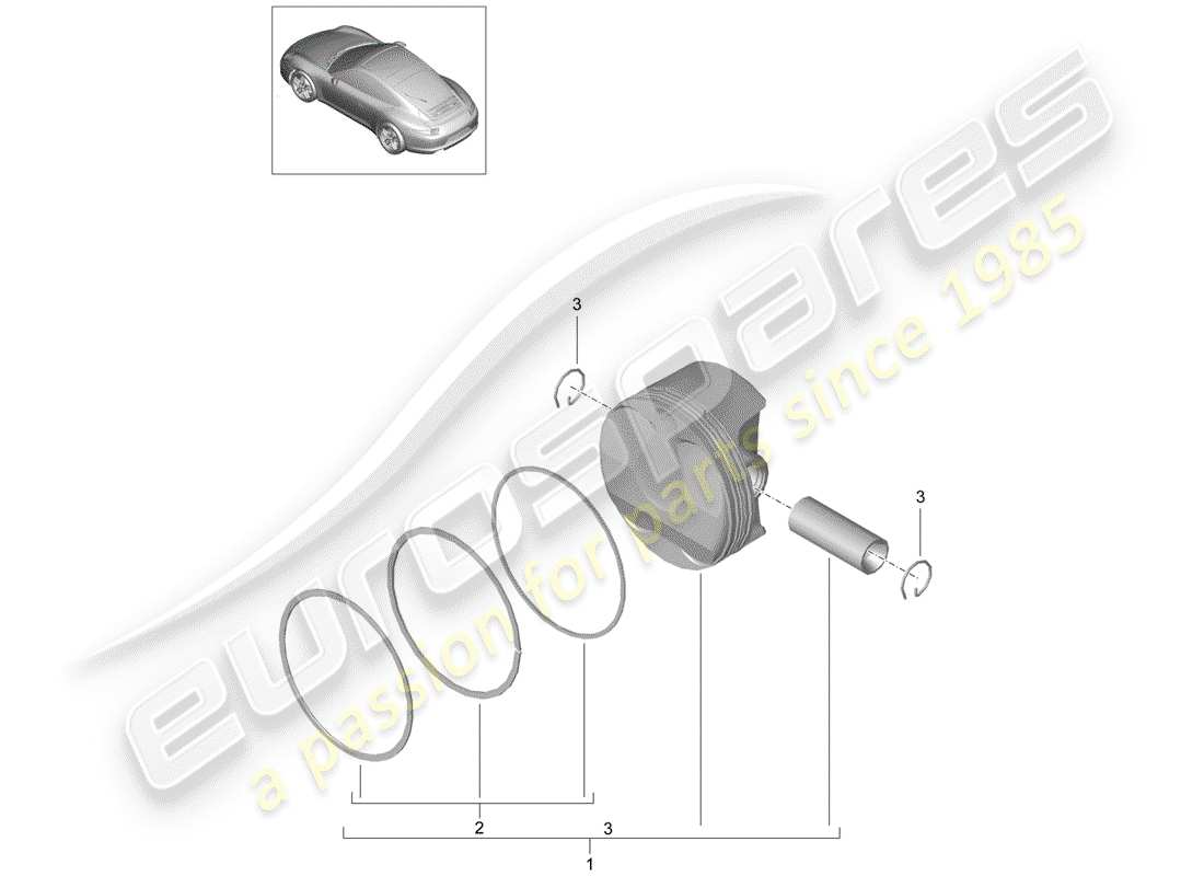 porsche 2014 (991-1) pistone diagramma delle parti