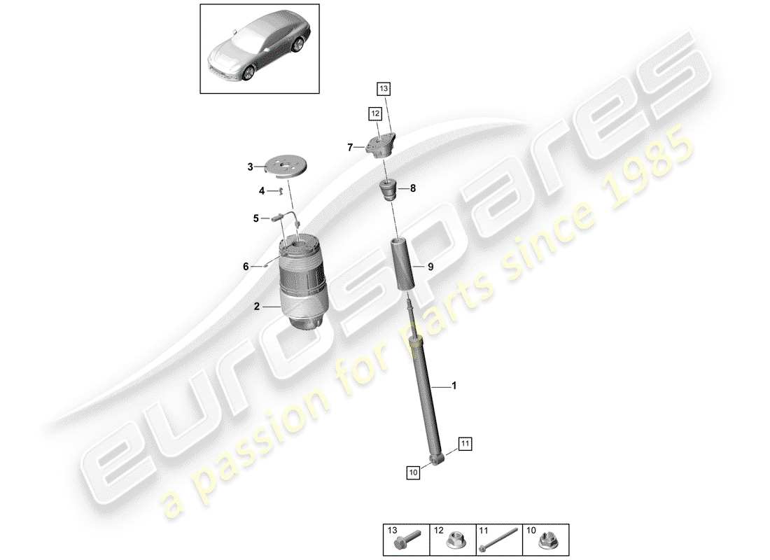 porsche 2017 (panamera 971-1) schema delle parti molla pneumatica
