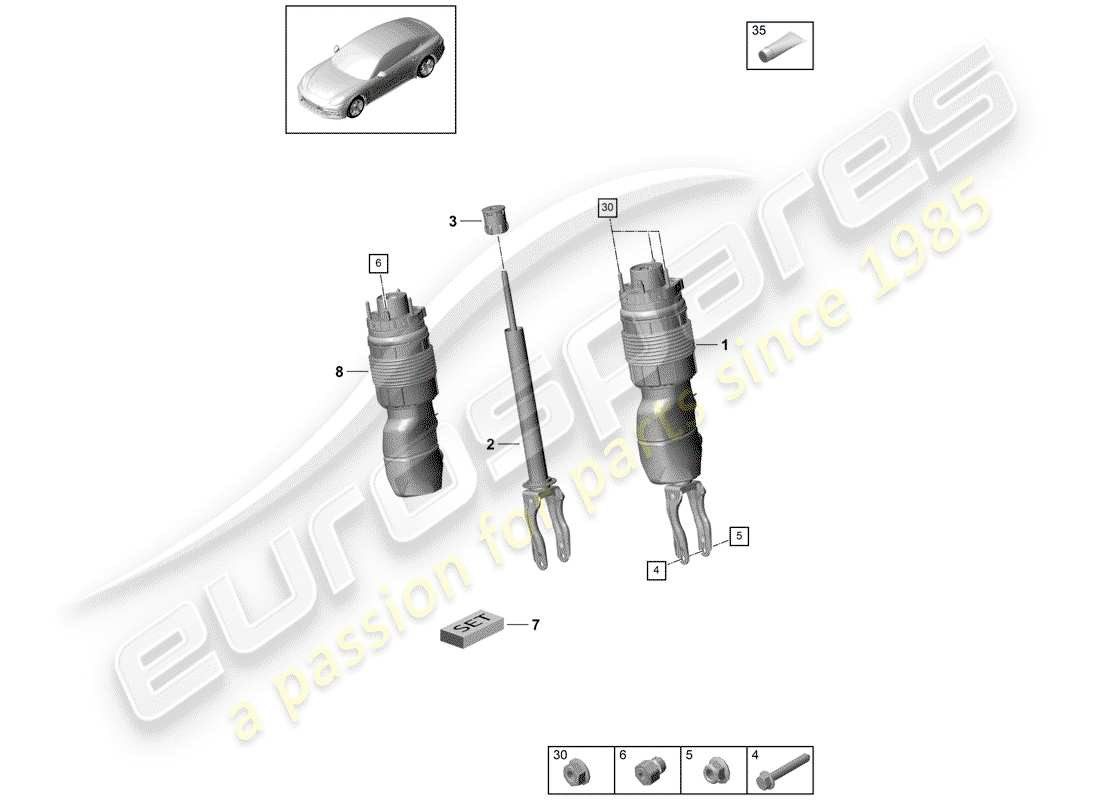 porsche 2017 (panamera 971-1) schema delle parti molla pneumatica