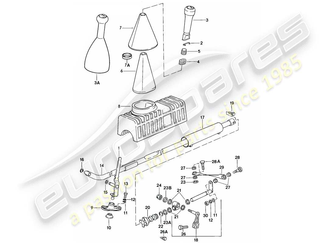 porsche 1986 (944) attuatore - per - cambio manuale diagramma delle parti