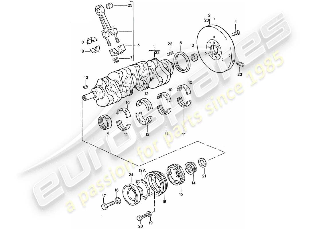 porsche 1991 (944) albero motore - biella diagramma delle parti