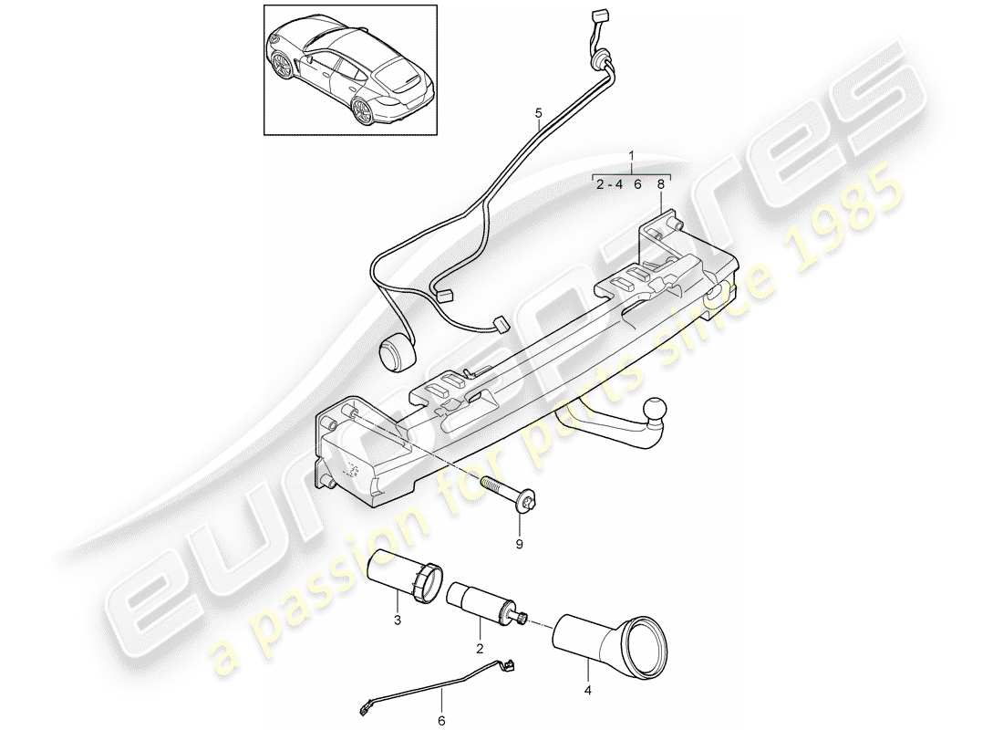 porsche 2012 (panamera 970) gancio di traino diagramma delle parti