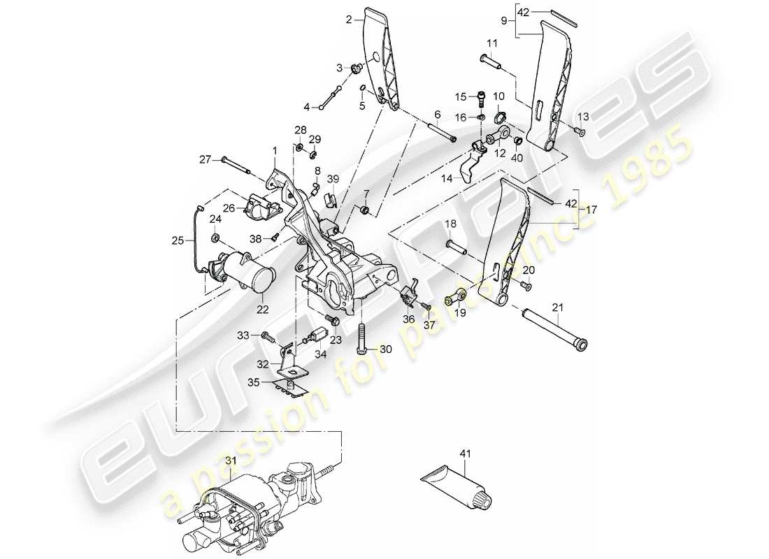 porsche 2005 (carrera gt) pedali diagramma delle parti