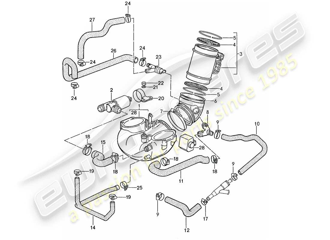 porsche 1990 (928) lh-jetronic - diagramma delle parti 1