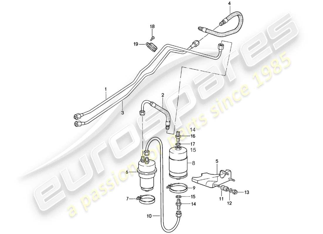 porsche 1982 (911) sistema di alimentazione carburante diagramma delle parti