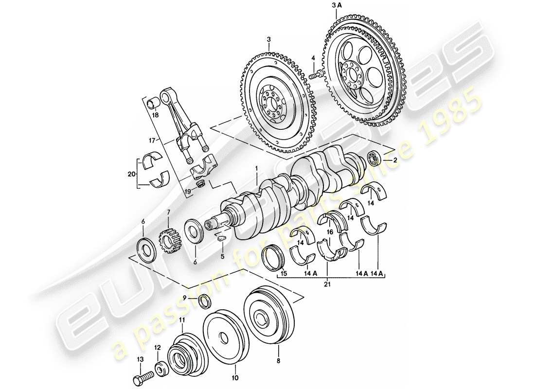 porsche 1983 (928) albero motore - biella diagramma delle parti